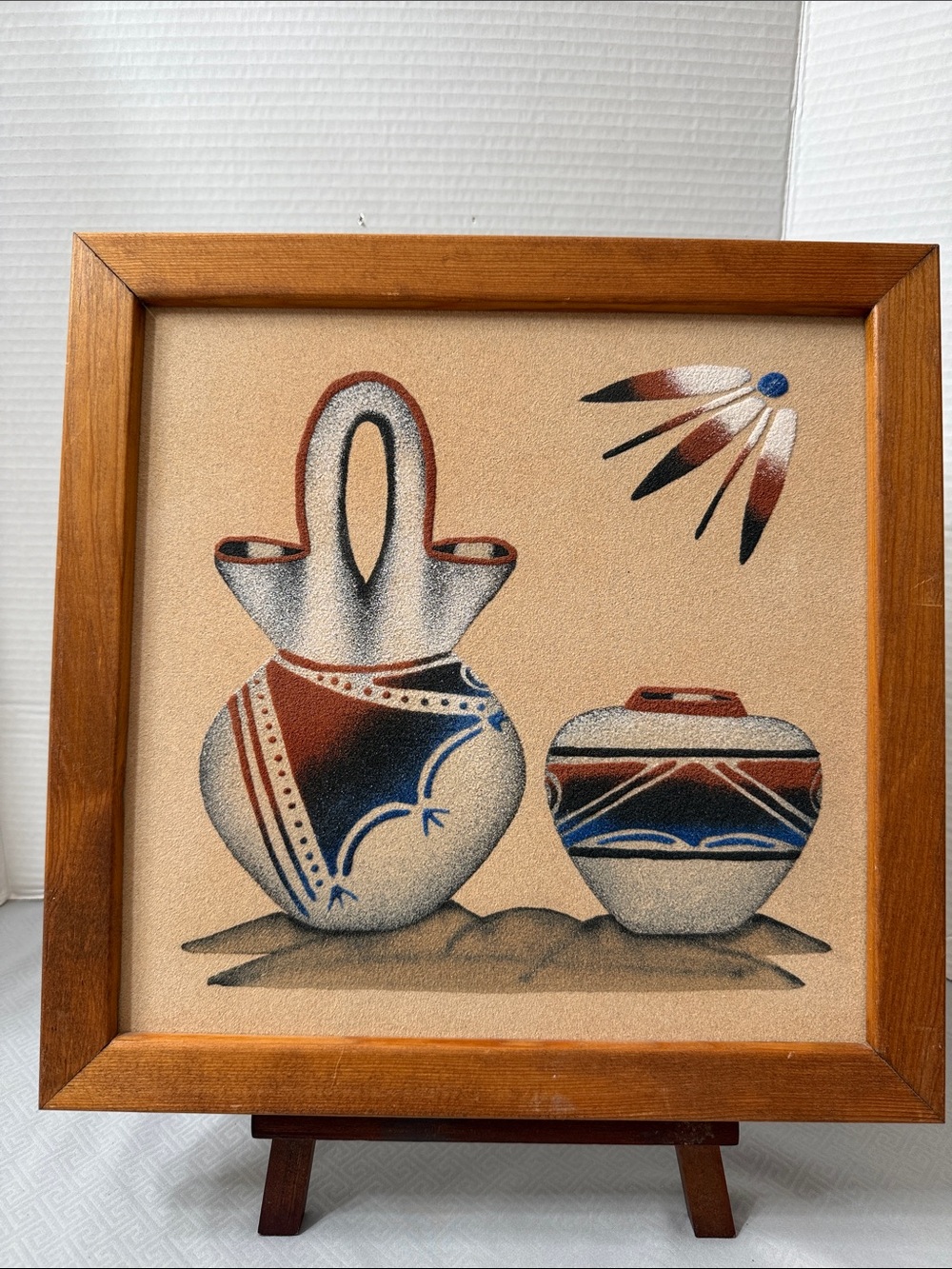Vintage Navajo Sand Painting Signed by Shirley Begay Framed Native American